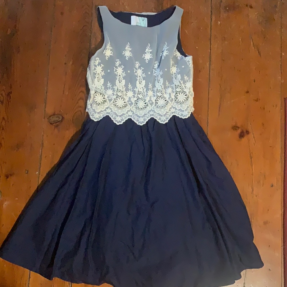NWT ModCloth Navy Blue & Ivory Lace Cocktail Dress by Geode